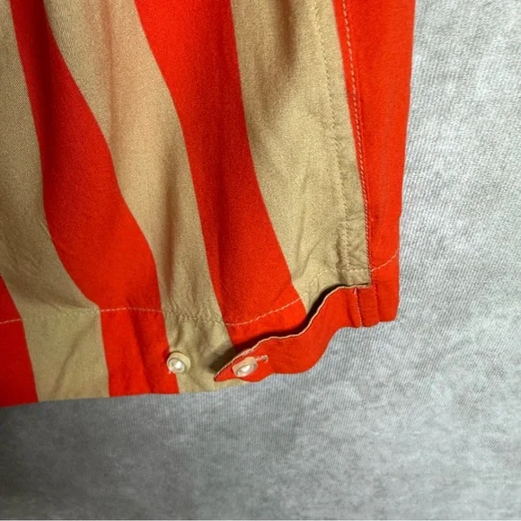 The Great. The Bowling Button Down Shirt Blouse In Sunset Stripe Orange Size 3 L - Picture 8 of 8